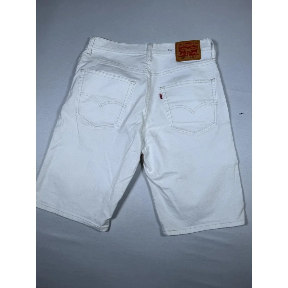 Levis 569 Shorts Mens 32 White Denim Relaxed Fit Bermuda 5 Pocket Zip Fly Casual